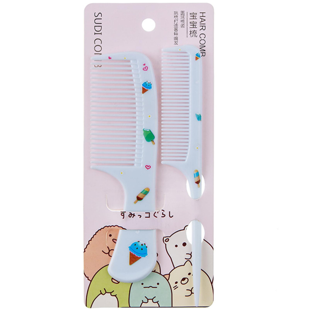 Hair Styling Comb Set With Antistatic Wide Tooth And Pintail For Kids, Cute Ice Design Cream