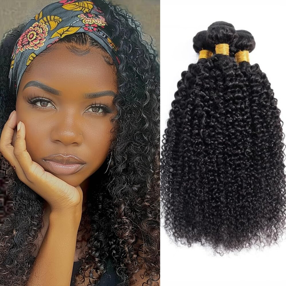 Unisex Brazilian Kinky Curly Hair Bundles 8A Unprocessed Human Hair Extensions 20 22 24 Inch Set