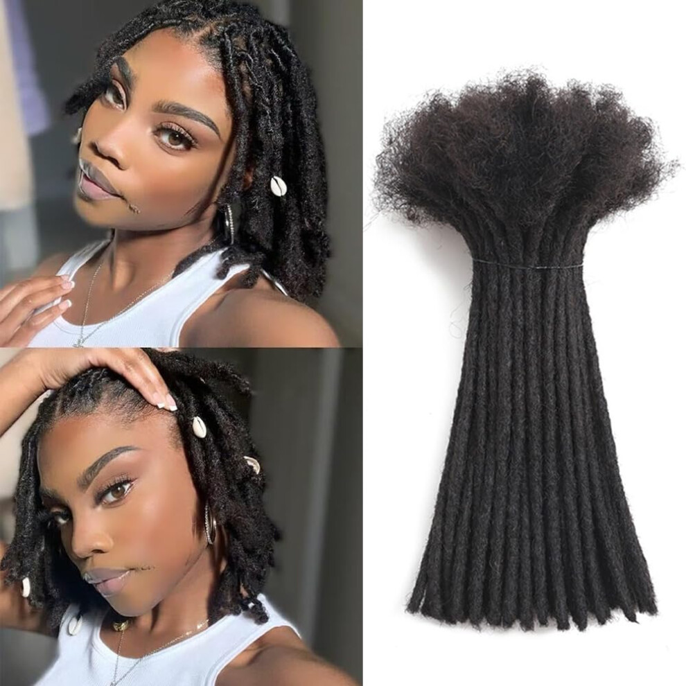 Unisex Human Hair Dreadlock Extensions 0.8Cm 4 Inch 1B Color 100 Strands Handmade Permanent Locs