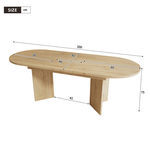 Oak Extendable Table for 6-8, Rounded Corners 1