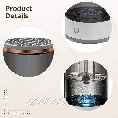 Automatic Makeup Brush Cleaner USB Rechargeable Fast Drying OneTouch Portable Black 1