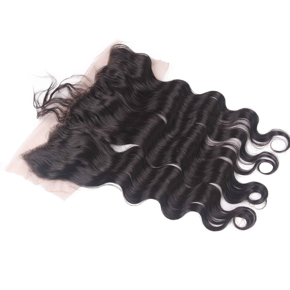 13x4 Brazilian Lace Frontal Body Wave Virgin Human Hair Closure 10 inch Bleached Knots
