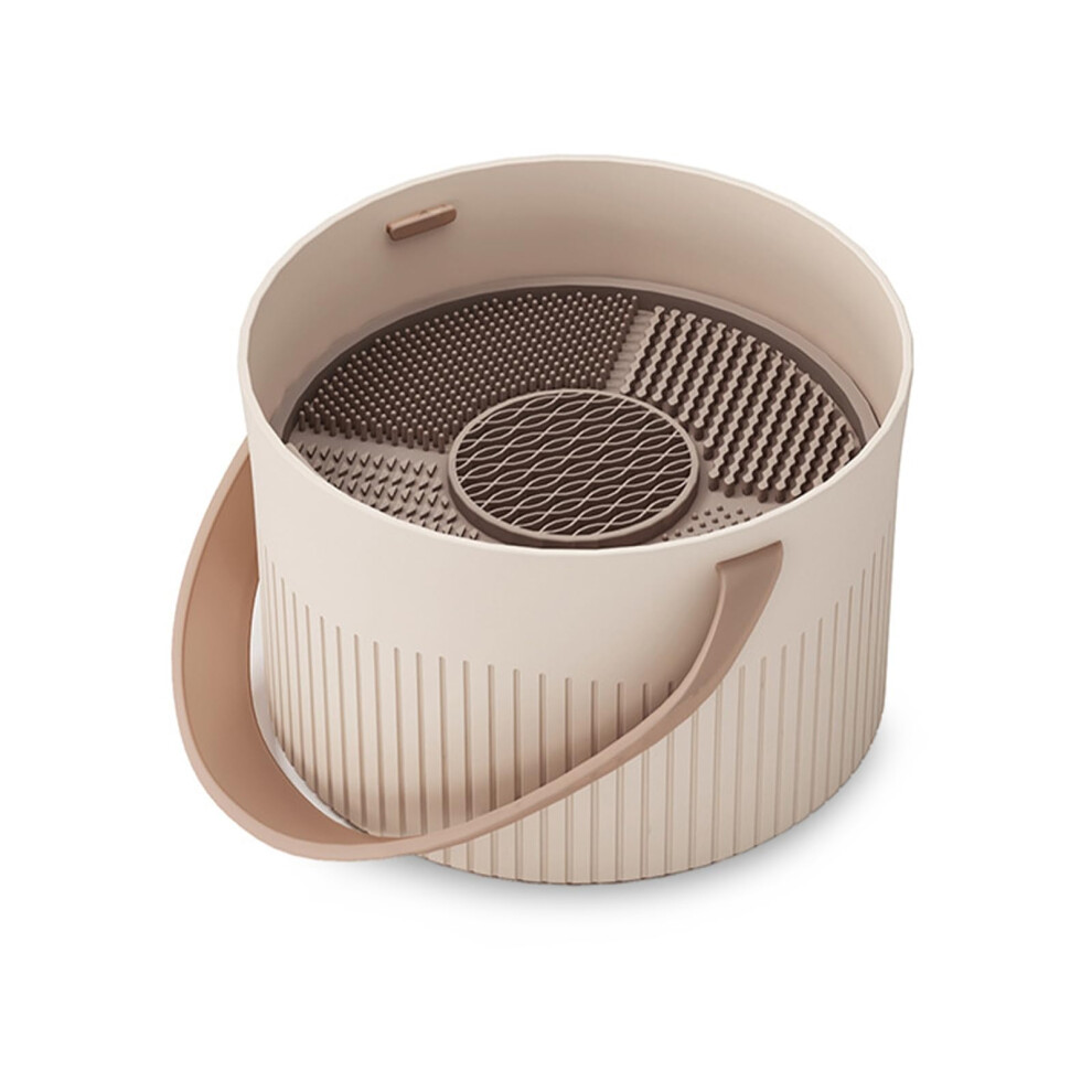 Makeup Brush Cleaner Sponge Bowl with Handle for Quick Drying and Storage, Coffee Color