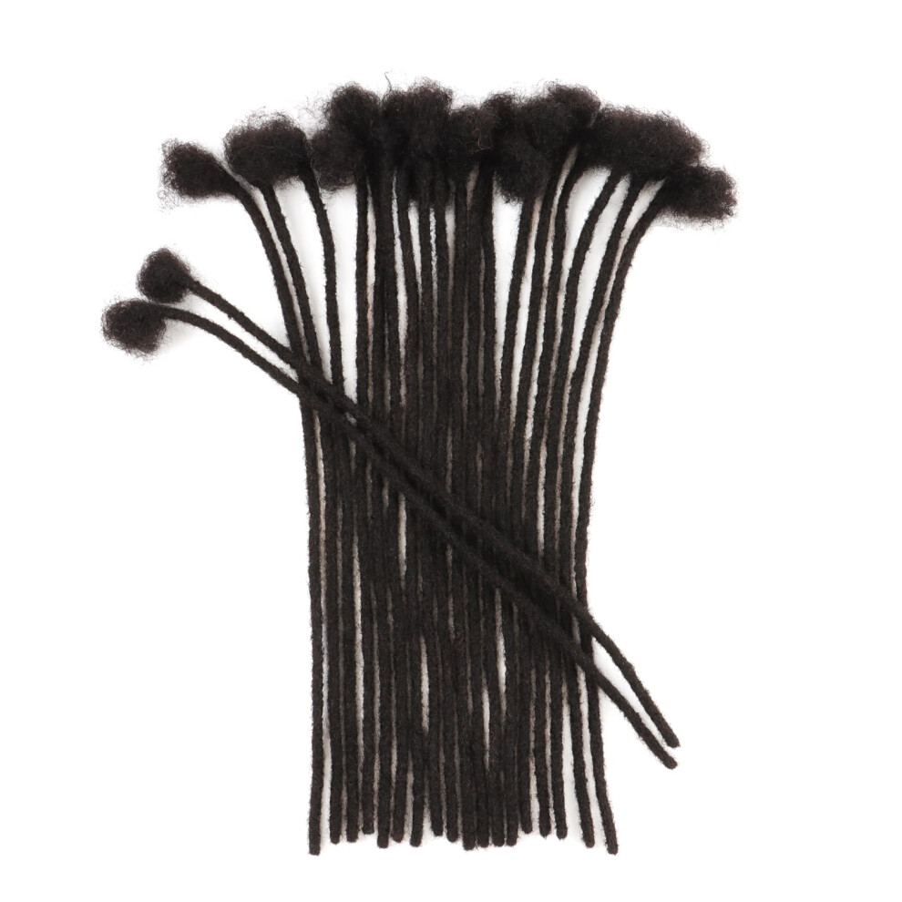 Unisex Black 18 Inch 0.6Cm Natural Human Hair Dreadlock Extensions, Handmade 1B Permanent Locs, Heat Dye Friendly