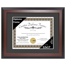 TiaGOC 12x17 Mahogany Finish Diploma Frame with Black Matting Holds 12 by 17-inch Documents with Glass and installed Wall Hanger