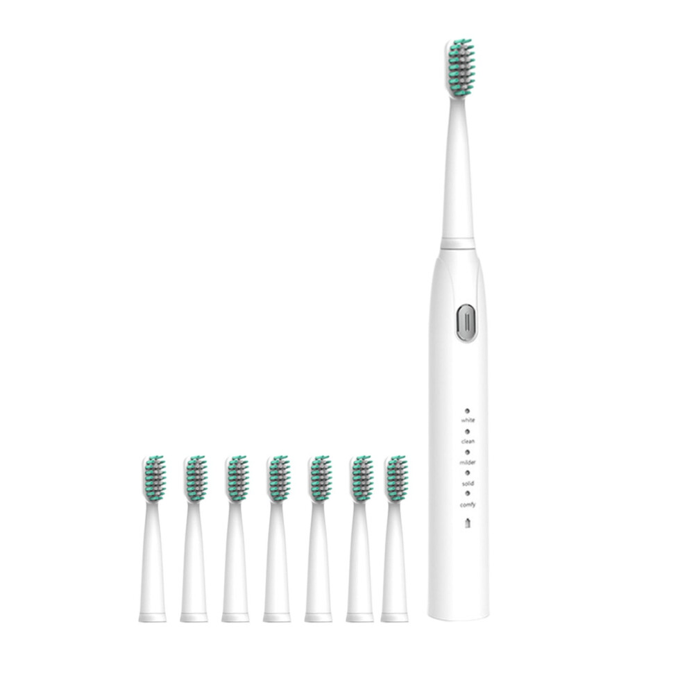 YOBOLK Electric Toothbrush with 8 Brush Heads, 5 Modes, IPX7 Waterproof, Compatible with Standard Chargers, Long-Lasting Battery