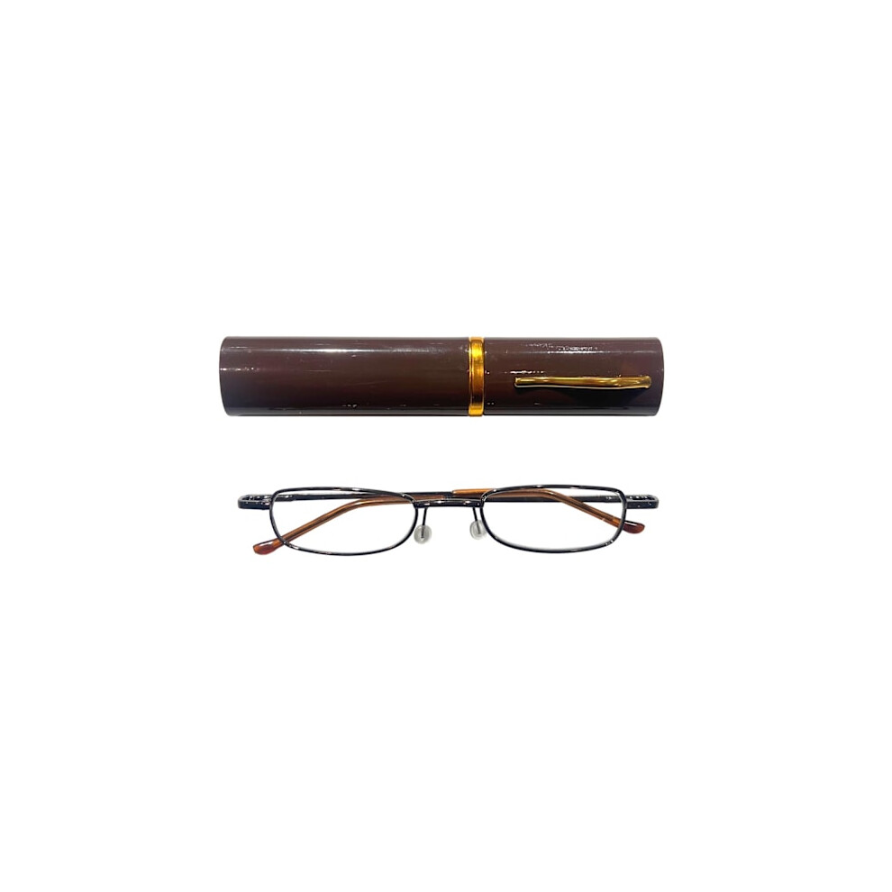 Duga Reading Glasses 2.5 with case brown Brown
