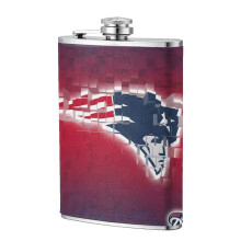 Patriots Flagon Hip Flask 8oz, Food-Grade Stainless Steel & Leather, Compatible with Outdoor Sports, Camping, Weddings