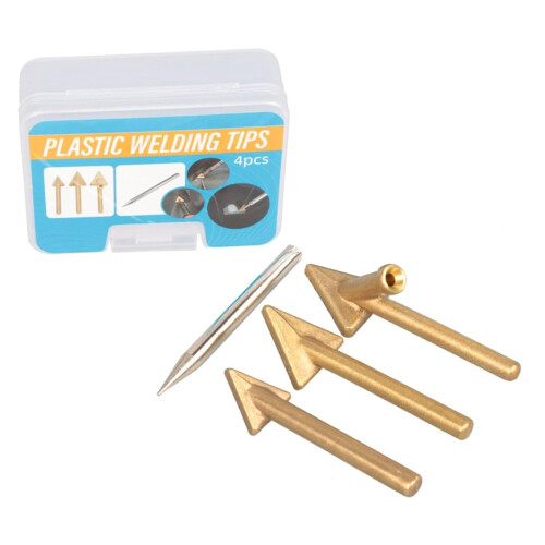 Soldering Iron Tips Set 4pcs Gold Triangular Copper Replacement Heads for Welding
