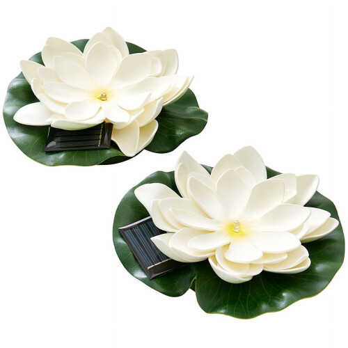 Set of 2 Solar Floating Flower Lights - White