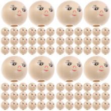 Eease200Pcs Cuentas redondas de madera con cara sonriente Cuentas sueltas de madera Cuentas espaciadoras redondas con agujero