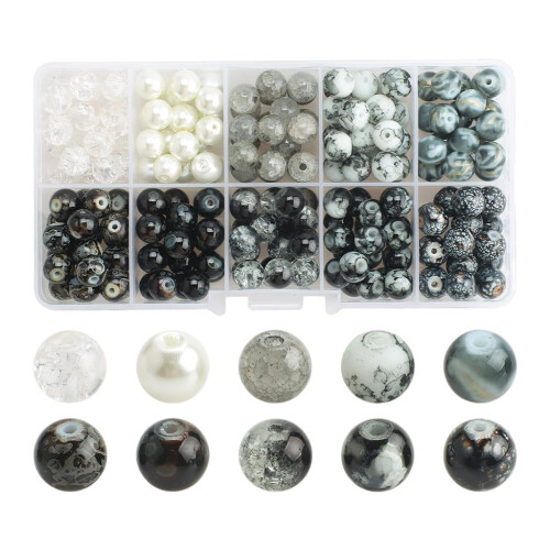 200 stk. glasperler, 8 mm runde håndlavede perler med huller til perlearbejde, gradient 1
