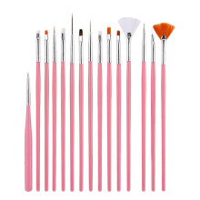 15-piece nail care set with brushes and tools, including tip drill Pink