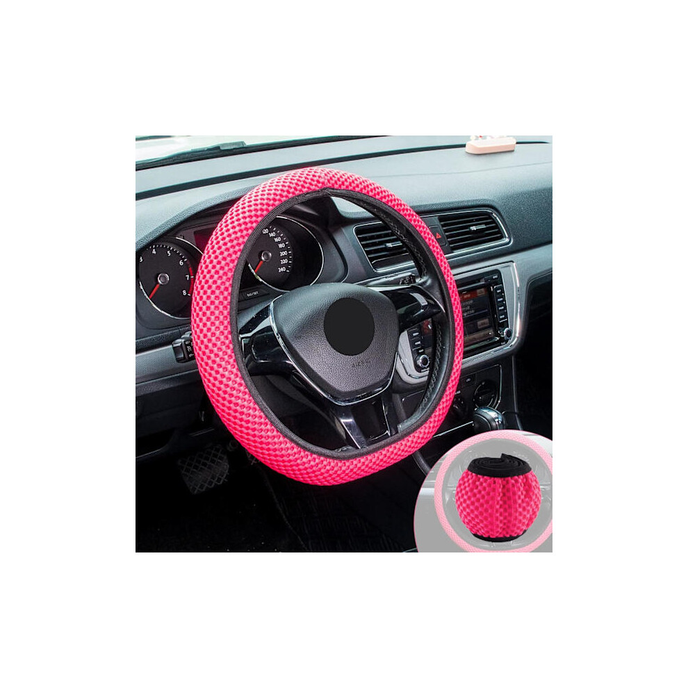 Car Stretch Elastic Steering Wheel Cover, Car Steering Wheel Protector, Microfiber Breathable Ice Silk, Car Interior Accessories Rose Red 9149926970187