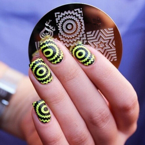 Nail Art Plates Manicure Tools-Including 10 Stainless Nail Plates+ 1 Stamper+ 1 Scraper, Pattern Random 1
