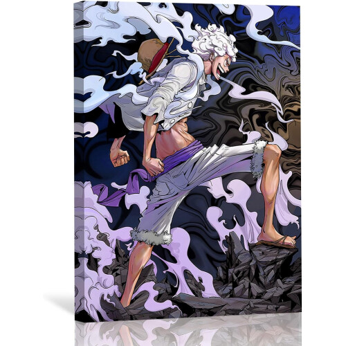 ASPORIC Αφίσα Anime Gear5Luffy HD Εκτύπωση σε καμβά, τοίχος ζωγραφικής για σαλόνι,