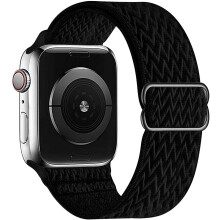 Looprem kompatibel med Apple Watch-armband 42 mm 44 mm, Dam Herr Justerbara stretchiga sportnylonarmband, Svart