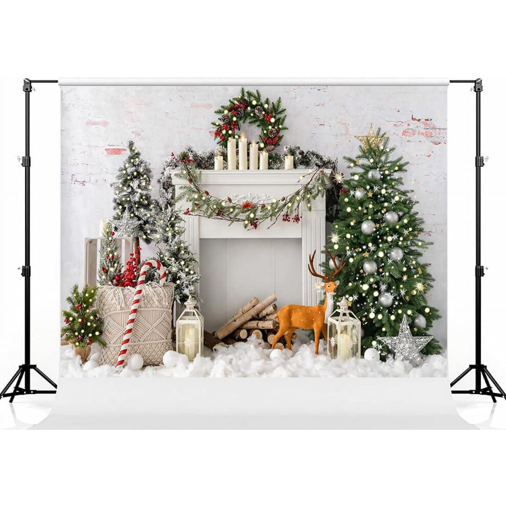 75Ft Bokeh Bohemia Christmas Tree Photo Backdrop Fireplace Brick Wall Xmas Photography Background For Christmas Studio Props White 9395123621869