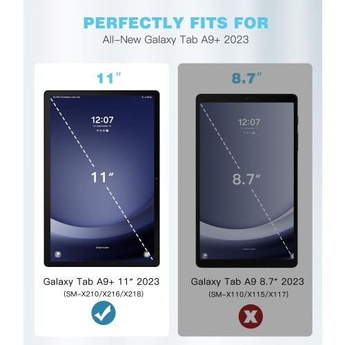 Capa giratória compatível com Samsung Galaxy Tab A9+/A9Plus de 11 polegadas (2023), com suporte giratório de 90 graus e ativação automática. 1