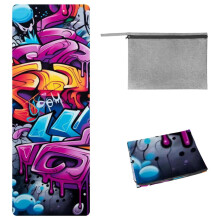 Tuáille Mata Ióga Graffiti le Mála Stórála - 72.8"x26.8" - Oiriúnach do Ióga Te, Pilates, Aclaíocht - Blaincéid Ióga san áireamh