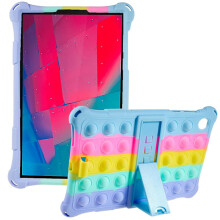 Cás Táibléid atá comhoiriúnach le Lenovo Tab M10HD Gen2TB-X306X le Bréagán Pop-It Fidget, Cás Turraingdhíonach le Seasamh PC Gorm Beag