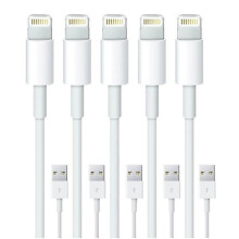 Pacote com 5 carregadores Lightning de 2M compatíveis com iPhone Xs/ Max/X/8/7/6/5SE/5S iOS 12
