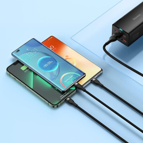 Cabo Baseus3in1USB-A para USB-C Lightning microUSB 100W 1,2m Preto 2