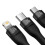 Cabo Baseus3in1USB-A para USB-C Lightning microUSB 100W 1,2m Preto 6