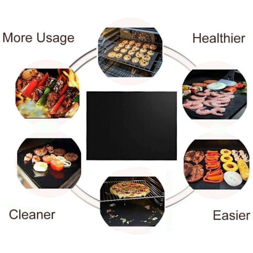 3 stk. grillmåtte, ovnmåtte, bagemåtte - non-stick - 40x33 sort 1