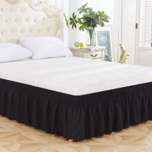 Jupe de lit portefeuille à volants élastiques avec ceinture élastique pour chambre à coucher