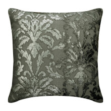 Housses de coussin de luxe HomeCentric 30 x 30 cm, argentées, lot de 2 avec fermeture éclair, motif damassé en lin et feuille d'argent - Damas