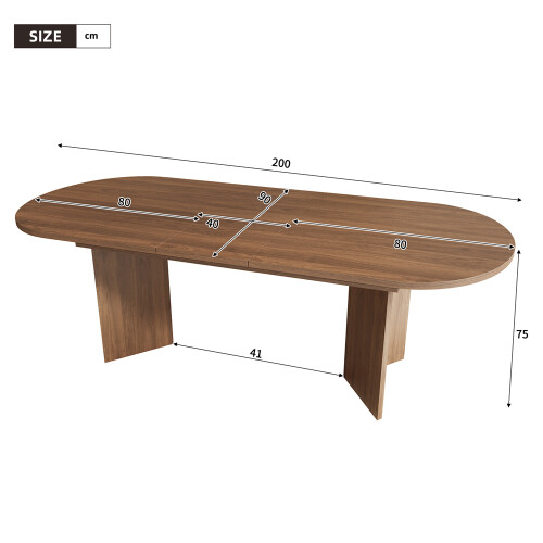 Walnut  Extendable Table for 6-8, Rounded Corners 1