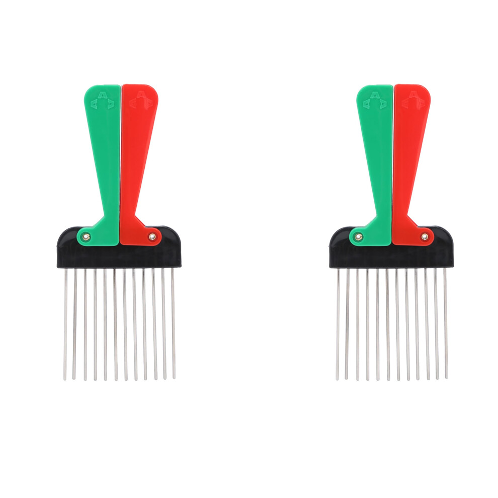 Unisex 2 Pack Metal Afro Pick Comb For Curly Thick Hair With Ergonomic Grip And Frizz Reduction