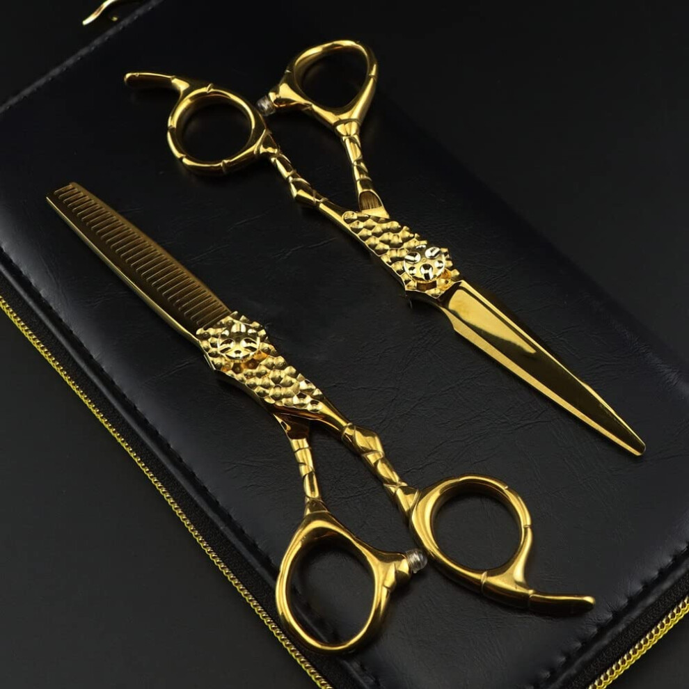 Gold 6 Inch Japanese Steel Hair Cutting Scissors, Professional Barber Shears With Ergonomic Grip