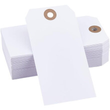 100 Sets Blank Shipping Tags with Rope White Tags with String 4.72x2.36 inches Paper Hang Tags Labels Thick Prewired Cardstock Tag
