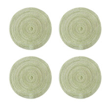 Round Placemats Set of 4, Cotton Woven Placemat Heat-Resistant Non-Slip Washable Table Mats for Dining Table 14 Inch,Green