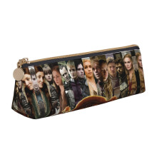 Game Of Thrones Triangle Pen Pouch, compatible with fountain pens, markers, makeups, coins, black leather pencil holder, portable zipper case, gift