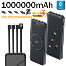 Batería externa portátil de 1.000.000 mAh con 5 puertos USB y cargador rápido.