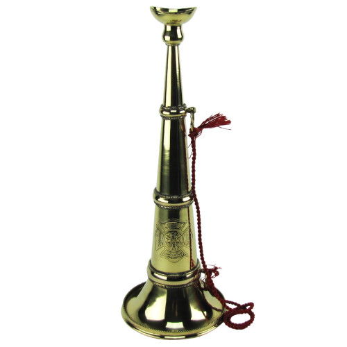 TreasureGurus Antique Vintage Μασίφ Ορείχαλκος Πυροσβέστης Ομιλούσα Τρομπέτα Κόρνα 1