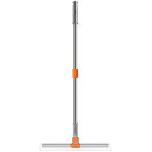 Silicone Pet Hair Remover Broom with Squeegee for Smooth Floors, Glass, Dust, Liquids, Orange 15in
