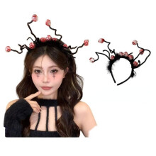 Halloween Ghost Witch Hat Headband with Eyeball Design, Lightweight OneSize Costume Accessory