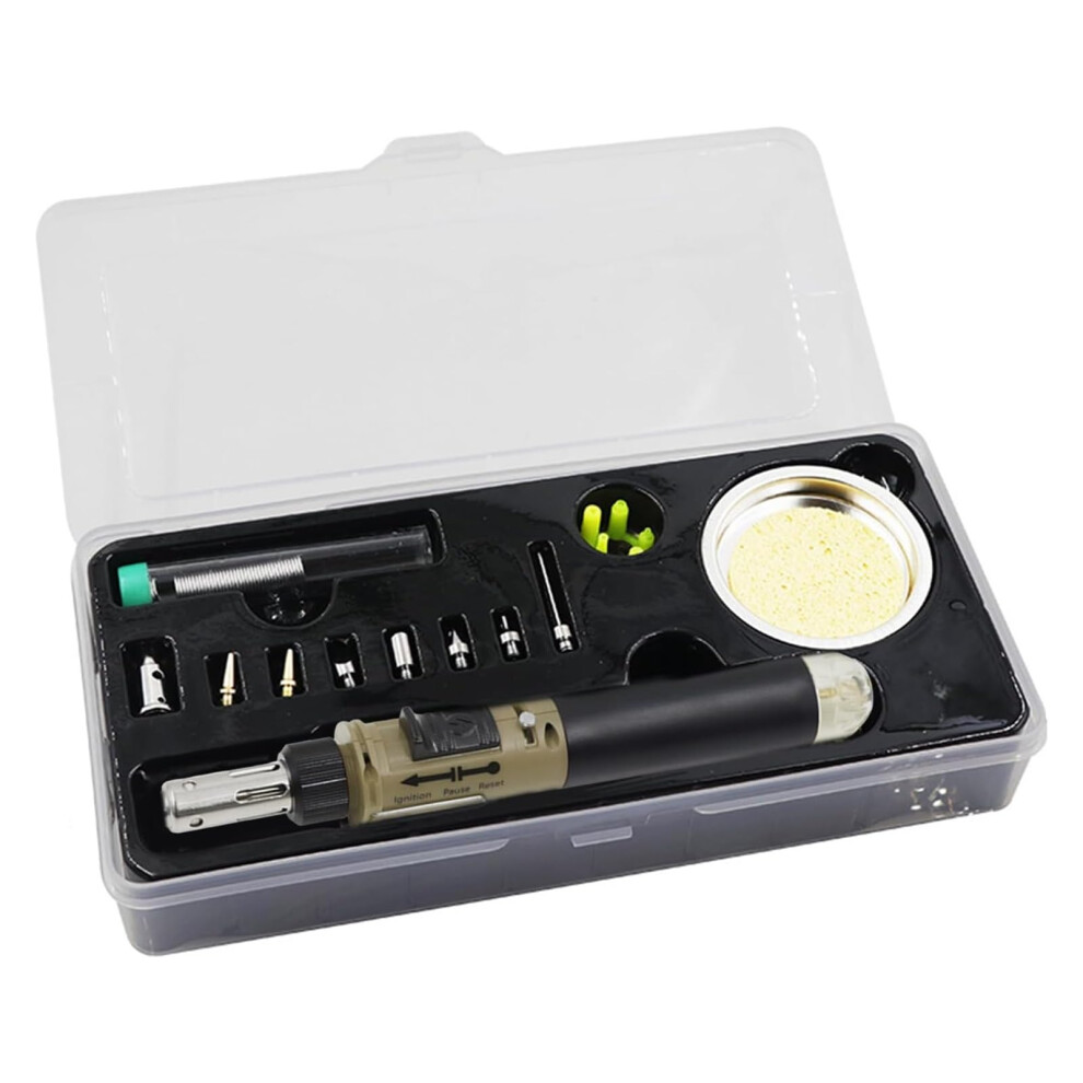 Cordless Butane Soldering Iron Set 12 In 1 Temperature Adjustable Welding Torch Kit Gold 9365369303867