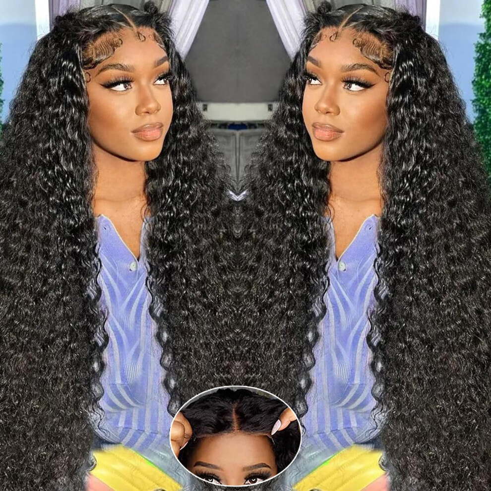 Unisex 5X8 Glueless Human Hair Lace Wig Pre Plucked Pre Cut Deep Wave Brazilian Virgin 22Inch