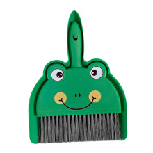 Mini Dustpan and Brush Set for Table Desk Car Kitchen Cleaning, Green Frog Design