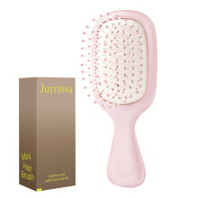 Mini Hair Brush with Gentle Detangling Teeth, Compact Travel Size Paddle Brush for All Hair Types, Pink