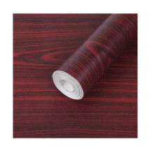 Red Wood Grain Shelf and Drawer Liner 17.7x177 Inch Self Adhesive Paper for Desk and Cabinet Covering