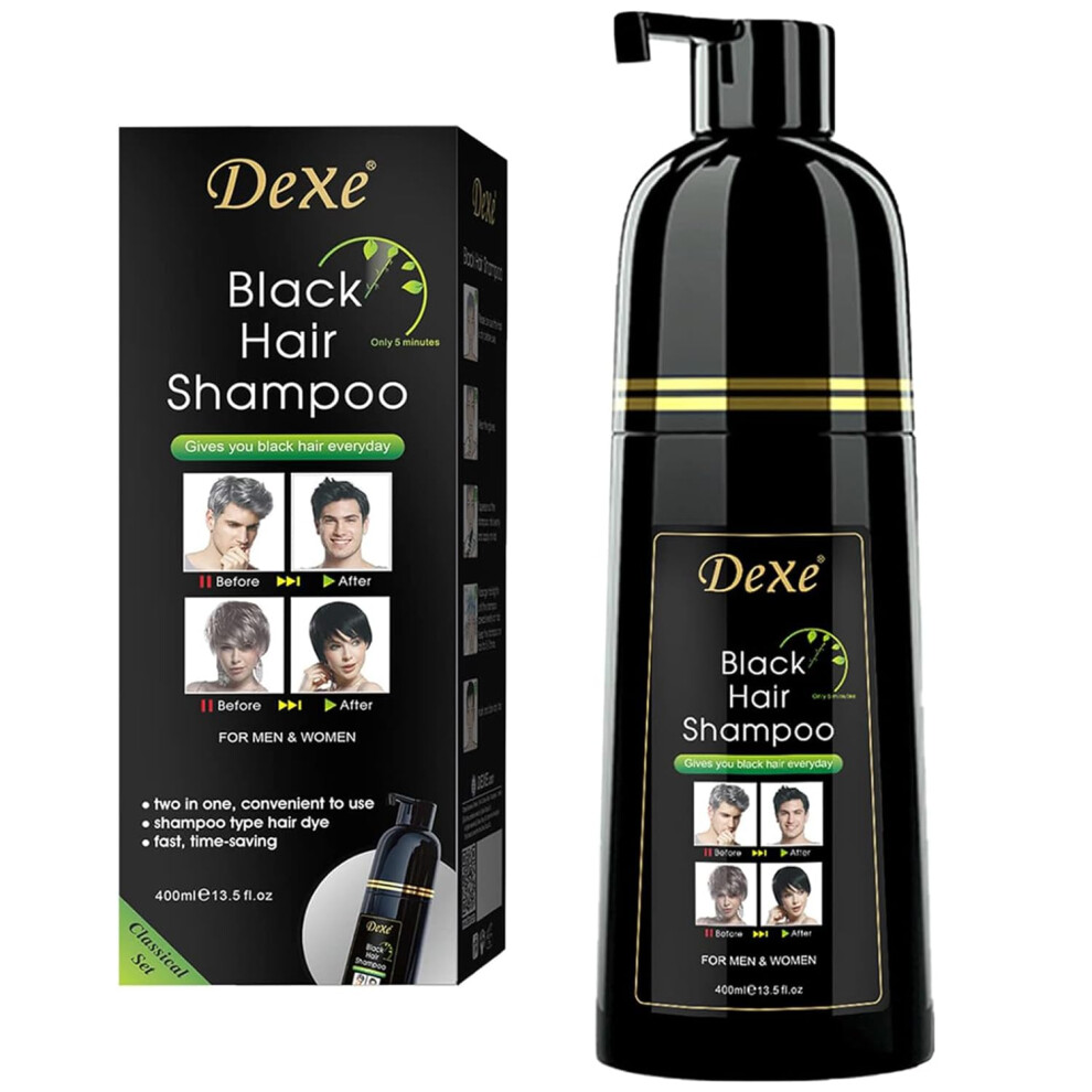 Black Hair Dye Shampoo 400Ml With Instant Gray Coverage And Longlasting Color For Men And Women