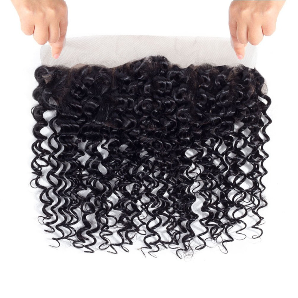 Unisex 10A Brazilian Curly Lace Frontal 13X4 Ear To Ear Kinky Curly Human Hair Closure Natural Hairline