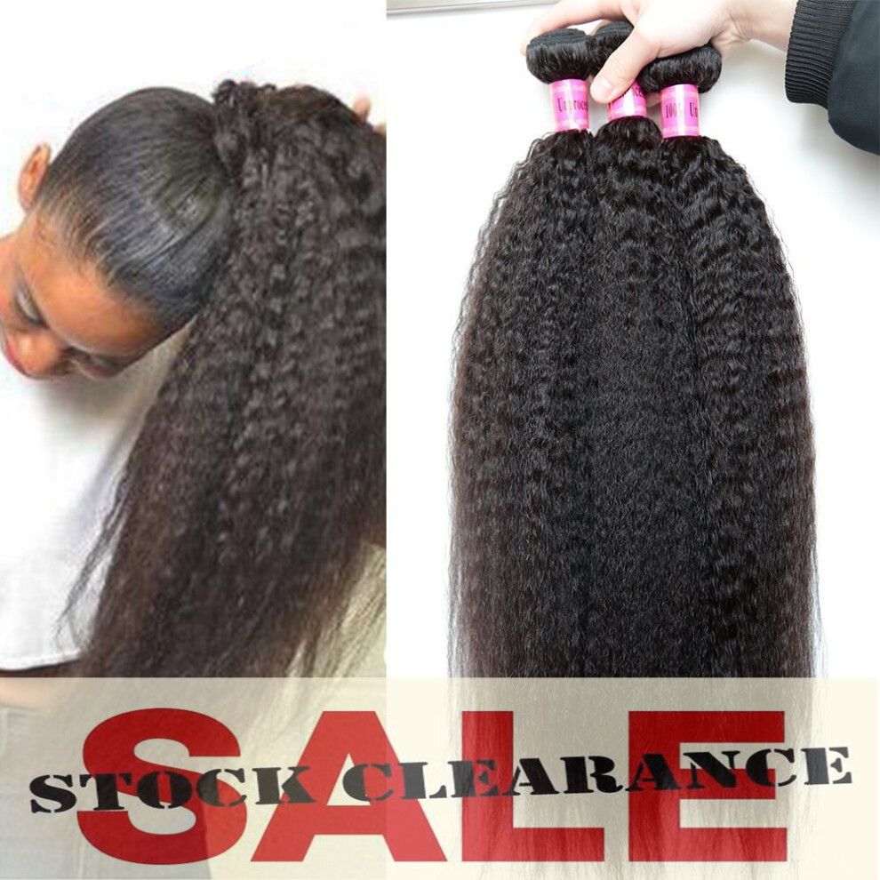 Brazilian Yaki Straight Human Hair Extensions 3 Bundles 20 Inch Virgin Weave Natural Look