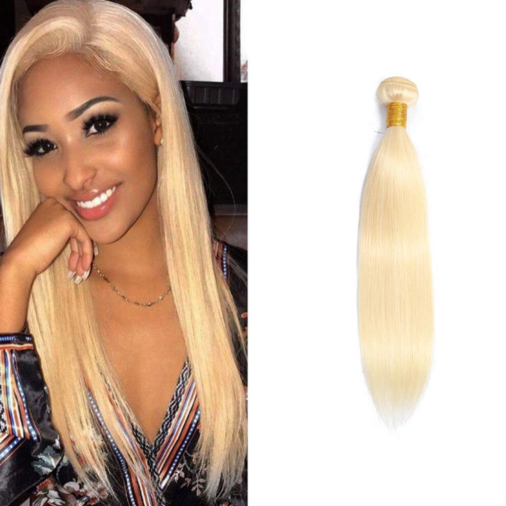 Unisex Brazilian 613 Blonde Human Hair Bundles Silky Straight Virgin Hair Extensions 22 Inch